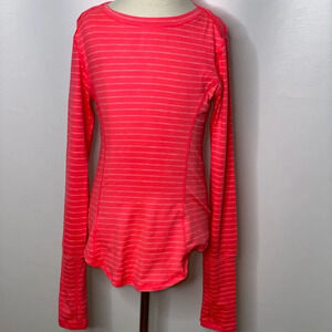 90 degree girl pink striped performance shirt Lg